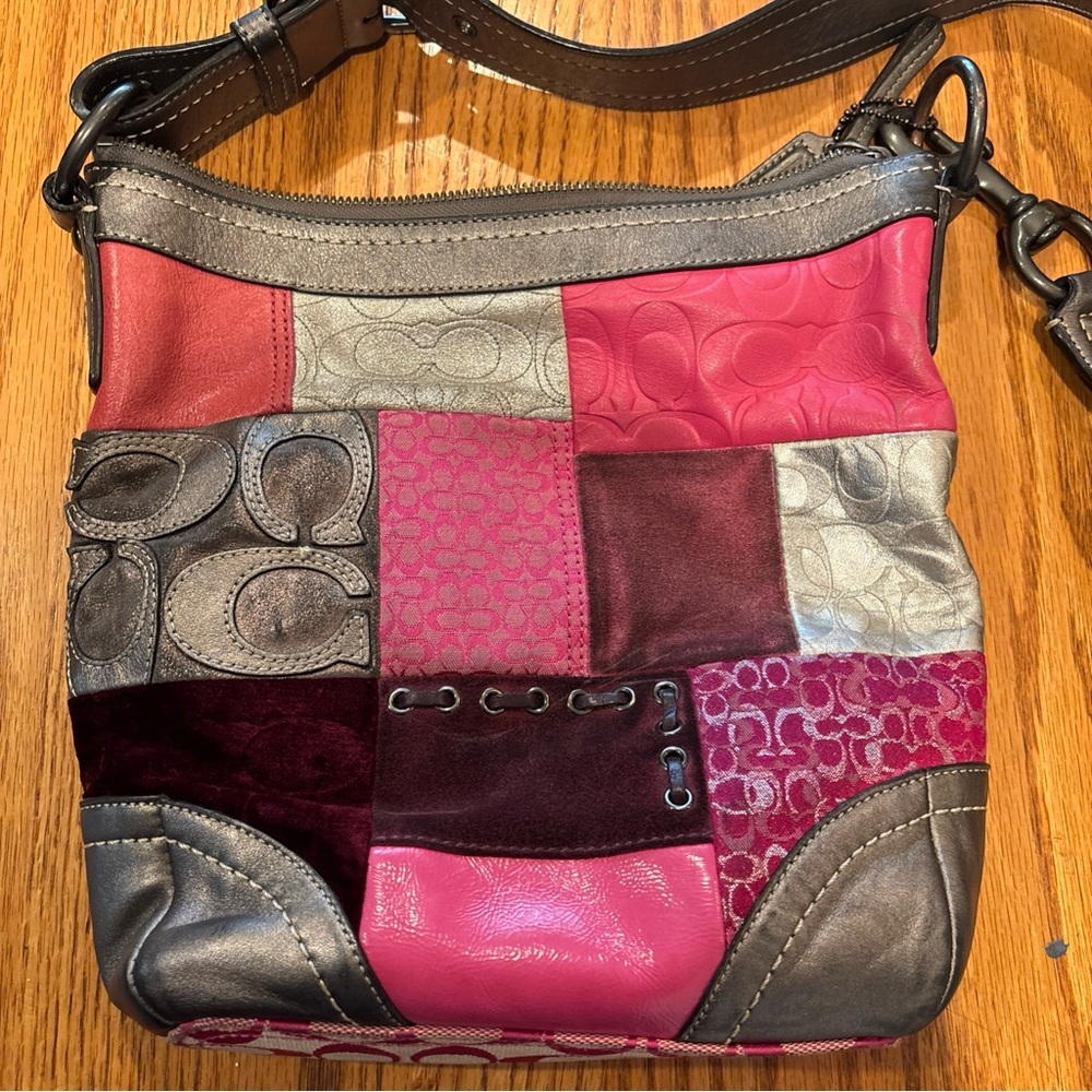 Coach Patchwork Leather & Fabric Crossbody - Pink… - image 5